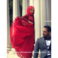 2016 Robe de demoiselle d&#39;honneur à manches longues à manches longues Maid of Honor Robe de bal musclé rouge foncé avec hijab CWFp2315